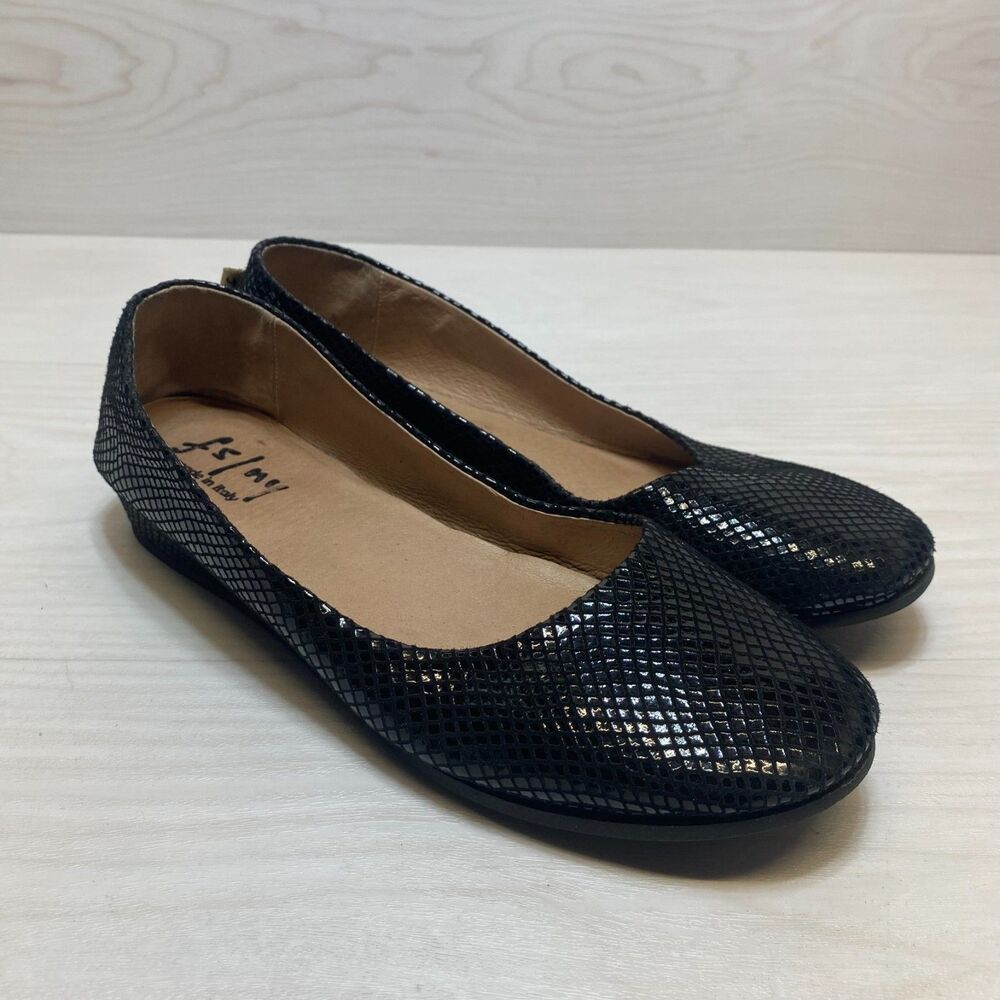 French Sole FS/NY Zeppa Ballet Flats Women's Size 10 Black Snake Pattern Comfort
